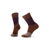 Smartwool Women's Everyday Color Block Cable Crew Socks Acorn-Bordeaux Marl