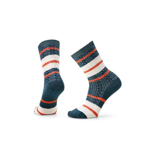 Smartwool Women's Everyday Striped Cable Crew Socks Twilight Blue
