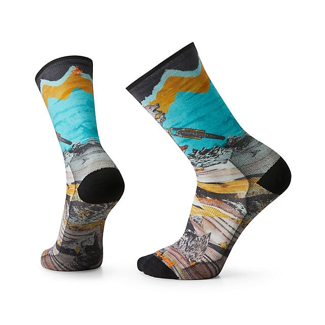 Smartwool Bike Zero Cushion Wolf Print Crew Socks Multi Color