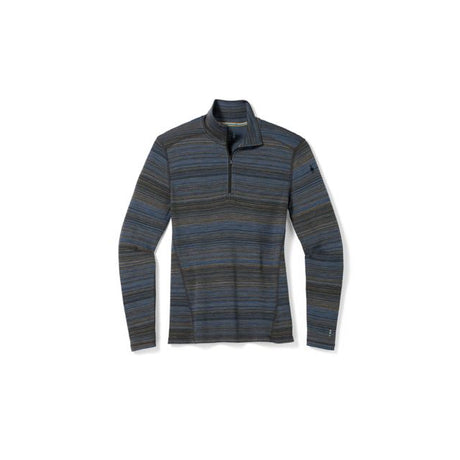 Smartwool Men's Classic Thermal Merino Base Layer Pattern 1/4 Zip Laguna Blue Heather Color Shift