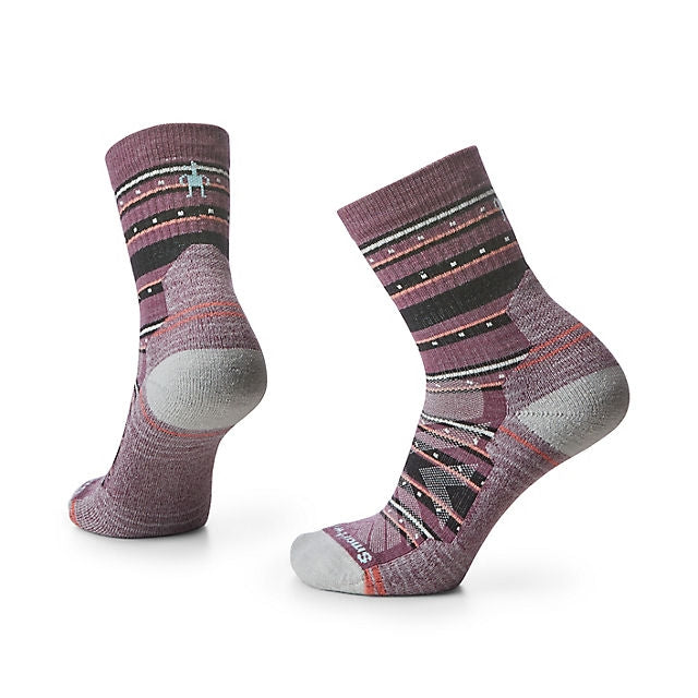 Smartwool Women's Hike Light Cushion Stitch Stripe Mid Crew Socks Argyle Purple