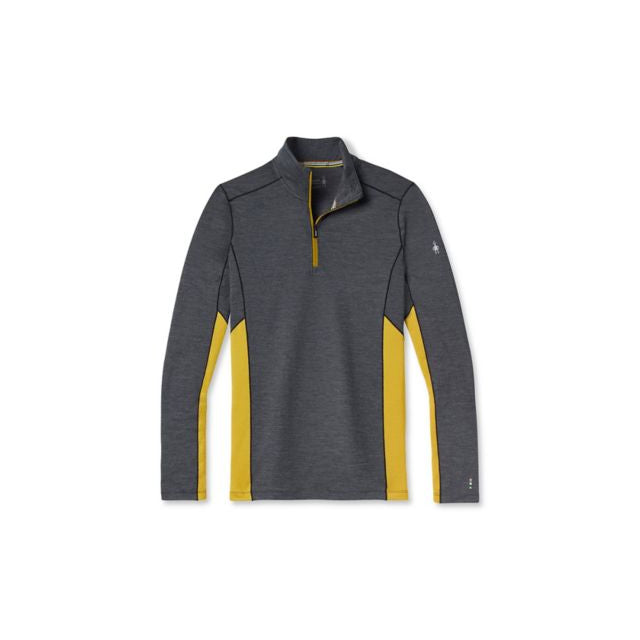 Smartwool Men's Merino Sport Long Sleeve 1/4 Zip Charcoal Heather-Golden Olive