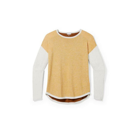 Smartwool Women's Shadow Pine Colorblock Sweater Honey Gold-Natural Donegal Marl