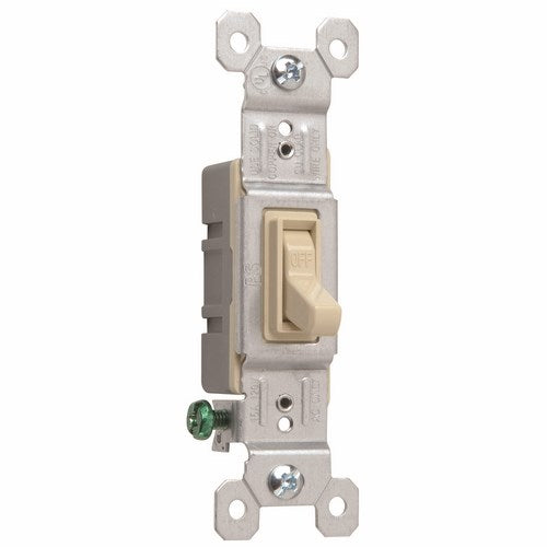 Pass & Seymour 15A Standard Single Pole Toggle Switch, Ivory 15A