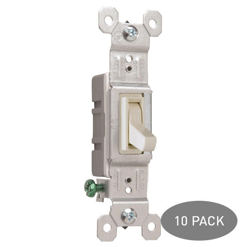 Pass & Seymour 15A Standard Single Pole Toggle Switch, 10 pack, Light Almond ALMOND
