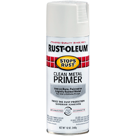 RUST-OLEUM 12 OZ Stops Rust Clean Metal Primer Spray - Flat White CLEAN_METAL 