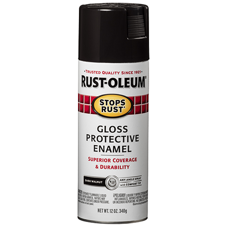 RUST-OLEUM 12 OZ Stops Rust Protective Enamel Spray Paint - Gloss Dark Walnut DARK_WALNUT /  / GLOSS