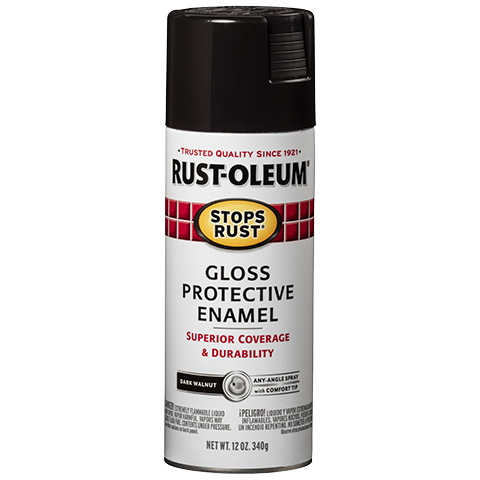 RUST-OLEUM 12 OZ Stops Rust Protective Enamel Spray Paint - Gloss Dark Walnut DARK_WALNUT /  / GLOSS