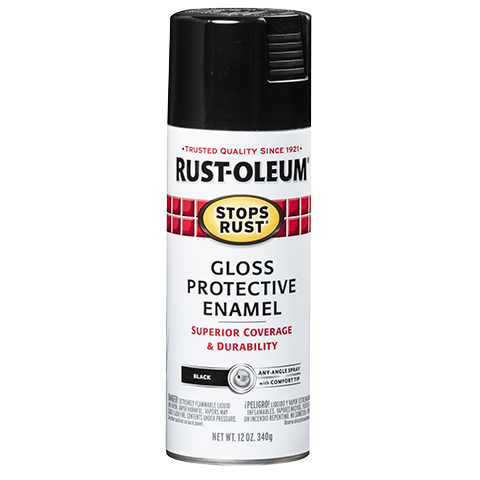 RUST-OLEUM 12 OZ Stops Rust Protective Enamel Spray Paint - Gloss Black BLACK