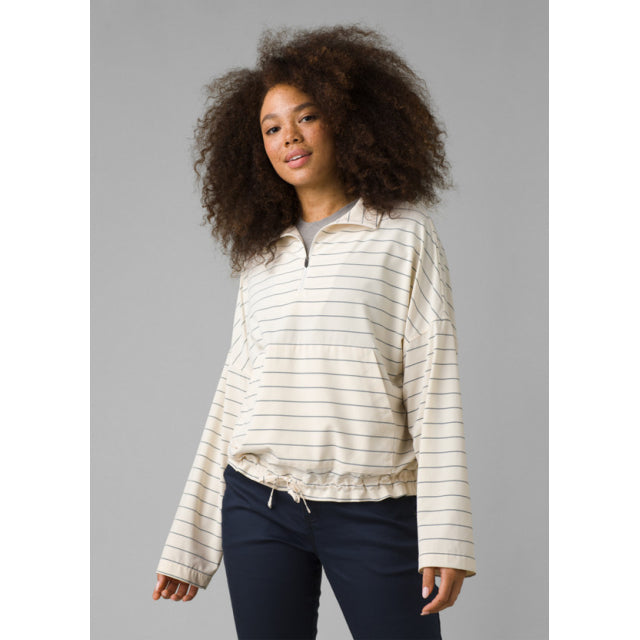 Prana Women's Railay Pullover Soft White Stripe