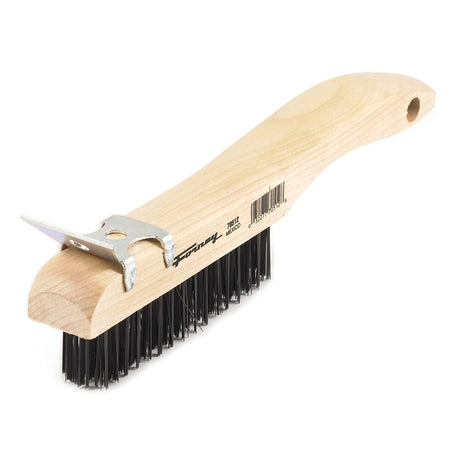 Forney Scratch Brush with Scraper, Carbon, 4 x 16 Rows