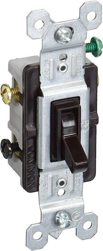 Pass & Seymour 15A Standard 3-Way Toggle Switch, Brown GREEN
