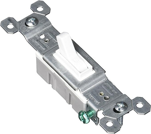 Pass & Seymour 15A Standard Single Pole Toggle Switch, White WHITE / 15A