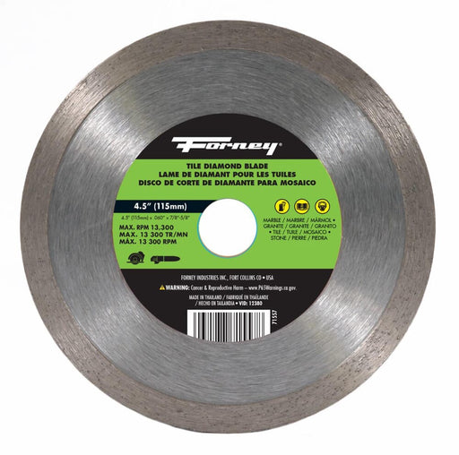 Forney Diamond Tile Cutting Blade, 4-1/2 in