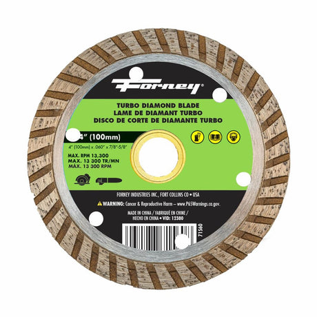 Forney Diamond Cut-Off Blade, Turbo, 4 in