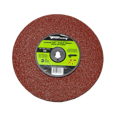 Forney Resin Fibre Sanding Disc, Aluminum Oxide, 7 in x 7/8 in Arbor, 24 Grit