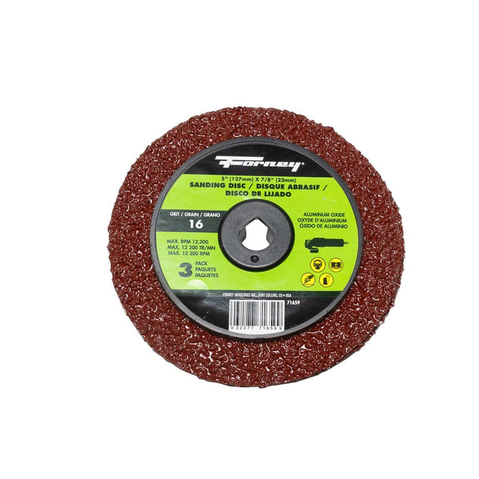Forney Resin Fibre Sanding Disc, Aluminum Oxide, 5 in x 7/8 in Arbor, 16 Grit
