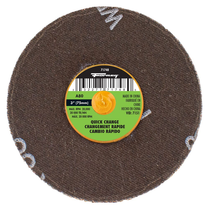Forney Quick Change Sanding Disc, 3 in, 80 Grit