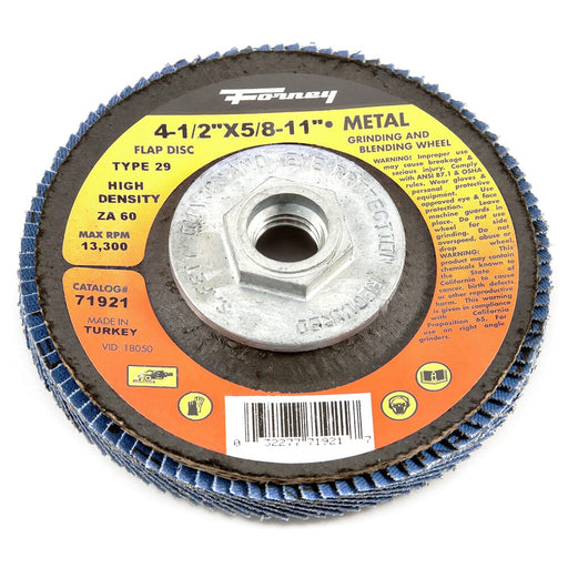 Forney Flap Disc, High Density, Type 29, 4-1/2 in x 5/8 in-11, ZA60 / 60G