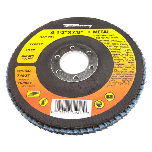 Forney Flap Disc, Type 27, 4-1/2 in x 7/8 in, ZA60 / 60G