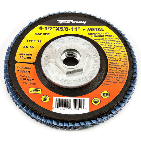 Forney Flap Disc, Type 29, 4-1/2 in x 5/8 in-11, ZA60 / 60GRIT