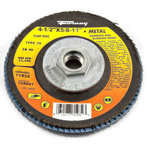 Forney Flap Disc, Type 29, 4-1/2 in x 5/8 in-11, ZA80 / 80GRIT