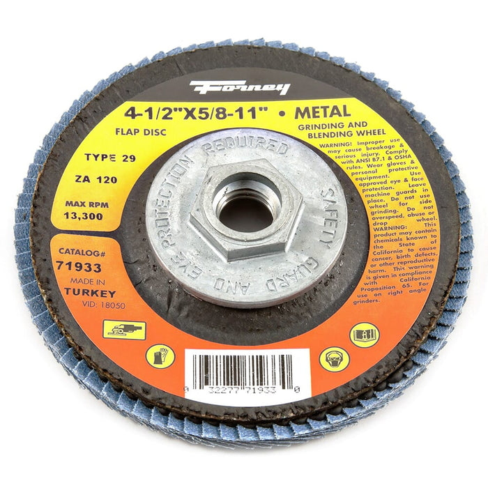Forney Flap Disc, Type 29, 4-1/2 in x 5/8 in-11, ZA120