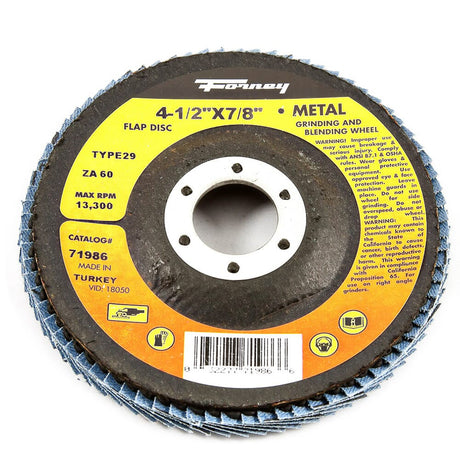 Forney Flap Disc, Type 29, 4-1/2 in x 7/8 in, ZA60 / 60GRIT