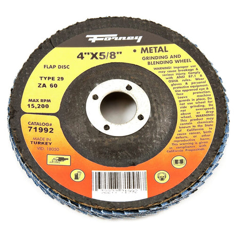 Forney Flap Disc, Type 29, 4 in x 5/8 in, ZA60 / 60GRIT