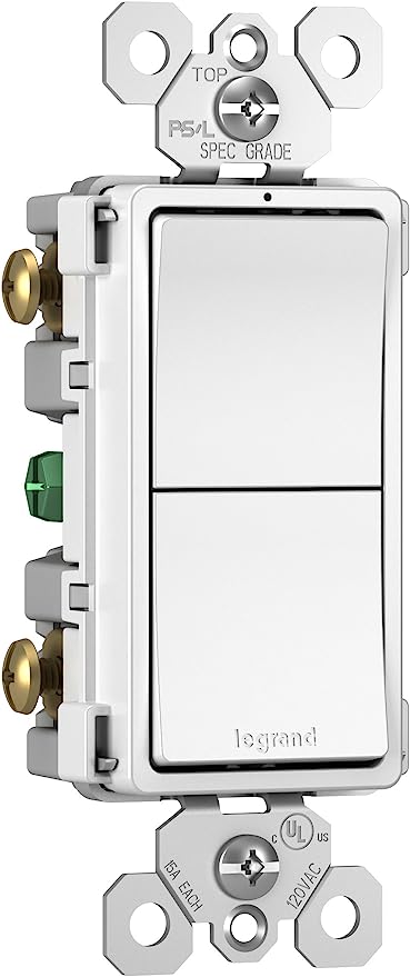 Pass & Seymour 15A Two single-Pole Rocker Wall Switch, White 15A