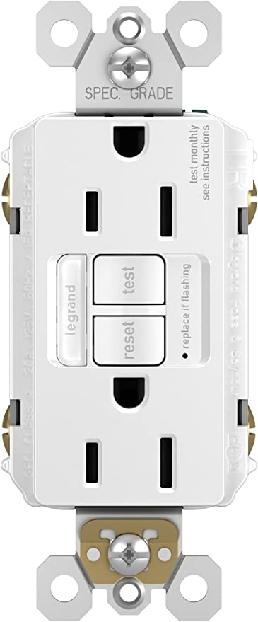 Pass & Seymour 15A Self-Test GFCI Receptacle with Night Light, Tamper Resistant; White WHITE