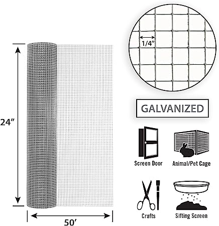 Garden Zone 24in x 50ft Galvanized Hardware Cloth with 1/4in Openings .25IN_2X50FT_23GA