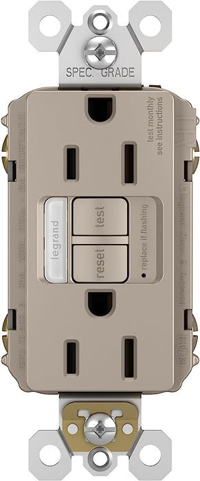 Pass & Seymour 15A Self-Test GFCI Receptacle with Night Light, Tamper Resistant; Nickel NICKEL_FINISH