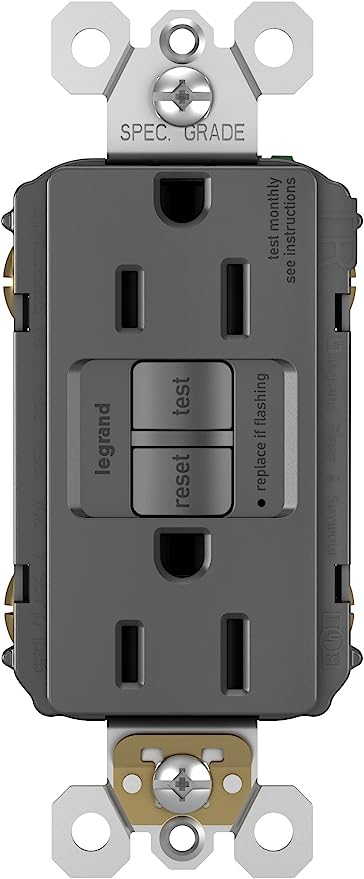 Pass & Seymour 15A Self-Test GFCI Outlet, Tamper Resistant, Black BLACK