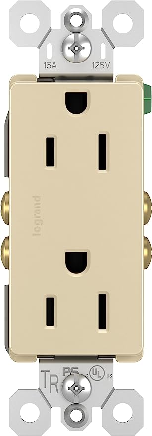 Pass & Seymour 15A 125V Duplex Tamper Resistant Receptacle, Ivory 15A