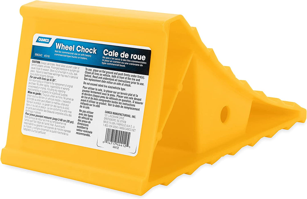 Camco Wheel Chock, Yellow Plastic 26IN