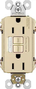 Pass & Seymour 15A Self-Test GFCI Receptacle with Night Light, Tamper Resistant; Ivory Color