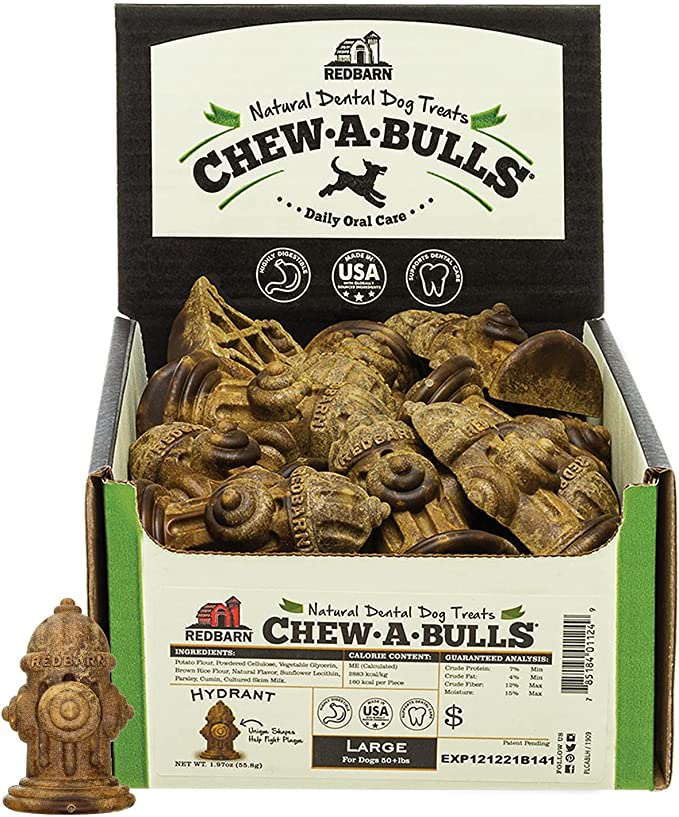 Red Barn Chew-A-Bulls Dog Treat, Large, Hydrant Shape