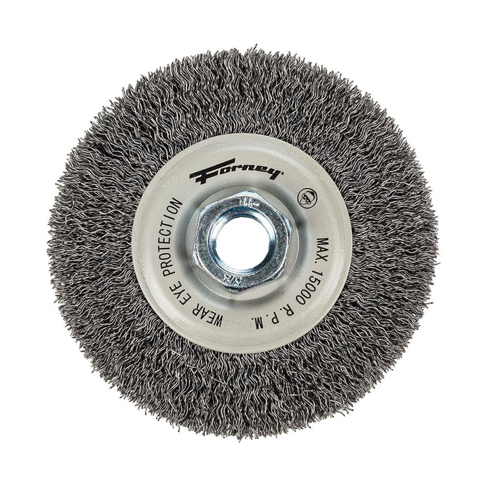 Forney Command PRO Wire Wheel, Crimped, 4 in x .014 in x 5/8 in-11