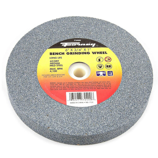 Forney Bench Grinding Wheel, 6 in x 3/4 in x 1 in / MEDIUM