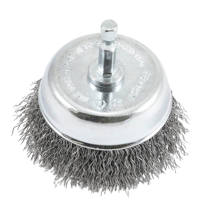 Forney Cup Brush, Crimped, 3 in x .012 x 1/4 in Hex Shank / COARSE