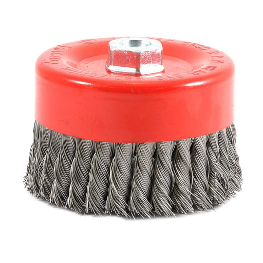 Forney Cup Brush, Knotted, 6 in x .020 in x 5/8 in-11 Arbor