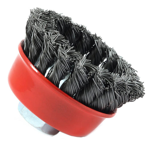 Forney Cup Brush, Knotted, 2-3/4 in x .020 in x 5/8 in-11 Arbor