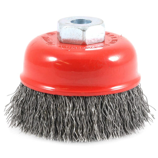Forney Cup Brush, Crimped, 2-3/4 in x .014 x M10 x 1.25 Arbor