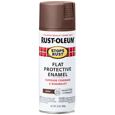 RUST-OLEUM 12 OZ Stops Rust Protective Enamel Spray Paint - Flat Brown BROWN