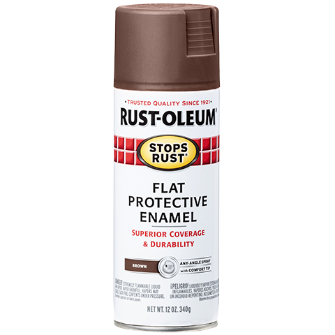 RUST-OLEUM 12 OZ Stops Rust Protective Enamel Spray Paint - Flat Brown BROWN