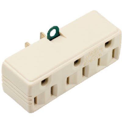 Pass & Seymour Triple Plug, 2-Wire to 3-Wire Adapter, 15 Amp