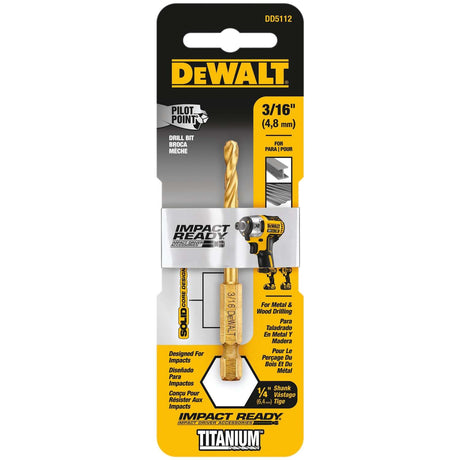 Dewalt 3/16IN. IMPACT READY Titanium Nitride Coating Drill Bit