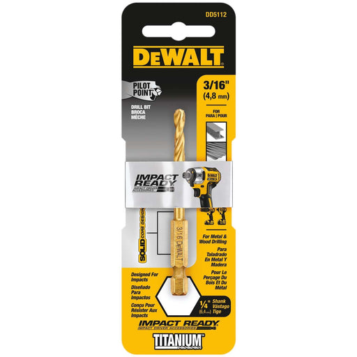 Dewalt 3/16IN. IMPACT READY Titanium Nitride Coating Drill Bit