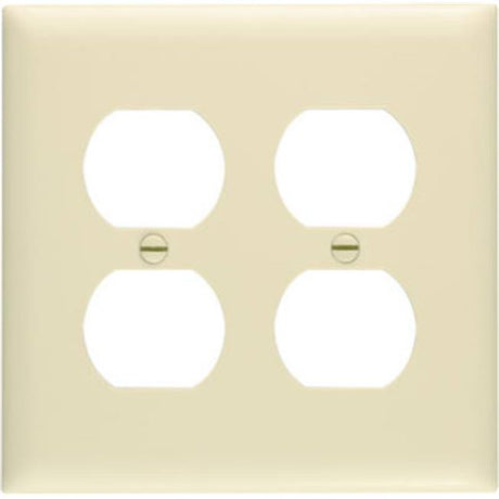 Pass & Seymour 2 Gang Wall Plate for 2 Standard Duplex Receptacles, Ivory